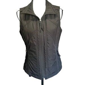 Coldwater Creek Womens Quilted Vest XS Black Polyester Fitted Style